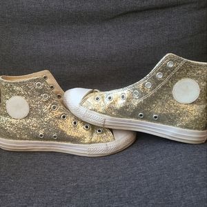Gold Glitter High Top Converse